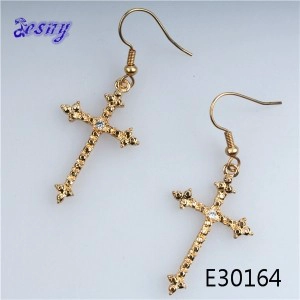 Cina Crystal elements cross pendant earrings model of gold earring E30164 produttore