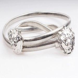 China Fashion metal silver plate lion head elastic men s waist belt BT60031 manufacturer