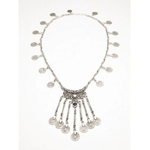 China Handmade pewter ebay silver turkish coin statement necklace manufacturer