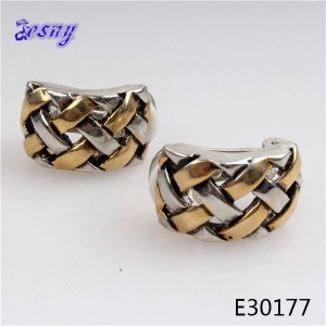 China Latest trends gold silver plated braided metal earrings E30177 manufacturer