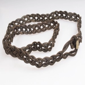 中国 Men knit braided elastic stretch tribal wide metal belt BT60075 メーカー