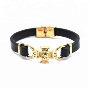 Κίνα New Arrivals Fashion Leather Bracelet Men Gold Plated Jewelry As Gift κατασκευαστής