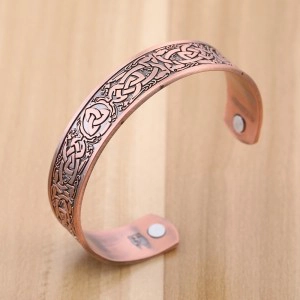 China New Design Engraved Healthy Power Cuff Bangle Antique Copper Mens Magnetic Magic Bracelet manufacturer