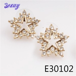 Çin Star fashion crystal stud earrings designs clip on earrings E30102 üretici firma