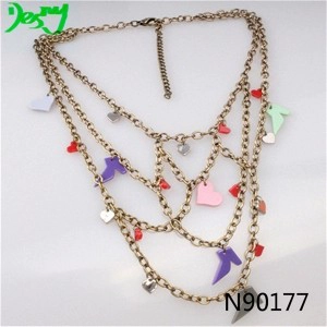 colored plastic crystal sex split heart charmed necklace N90177