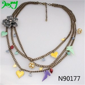 colored plastic crystal sex split heart charmed necklace N90177
