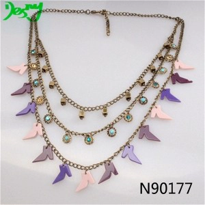 colored plastic crystal sex split heart charmed necklace N90177