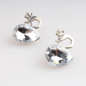 Chine ebay silver white zircon stone swan stud earrings E30071 fabricant