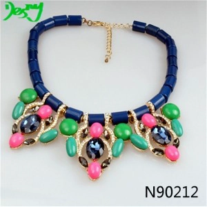 الصين ethnic resin flower China factory shourouk necklace N90212 الصانع