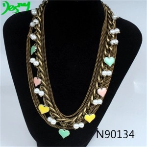 الصين gold chain heart pearl crystal sex charmed necklace  N90134 الصانع