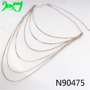 China layers thin metal chain gold statement costume necklace N90475 manufacturer