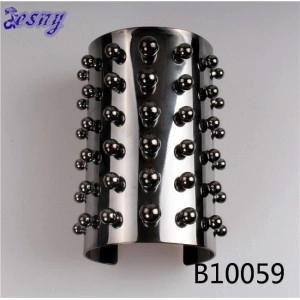 الصين men's metal bead black onyx punk bracelet cuff bangle B10059 الصانع