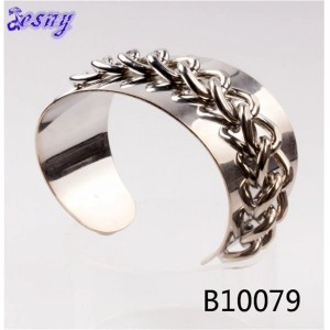 China men's rhodium chain stainless steel handcuff bracelet B10079 fabricante