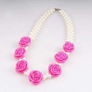 rainbow colored plastic acrylic artificial hawaiian flower necklace N90154