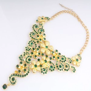 statement crystal flower vintage boutique pendant necklace N90077