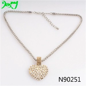 China swarovski crystal anatomical heart gold statement necklace N90251 manufacturer