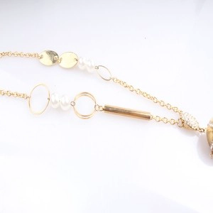 vintage boutique ball chain pearl pendant necklace N90074