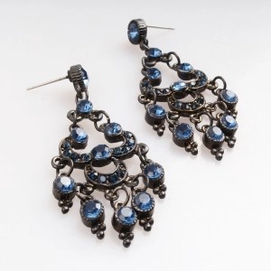 vintage gypsy peacock rhinestone feather earrings E30070