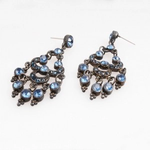 vintage gypsy peacock rhinestone feather earrings E30070