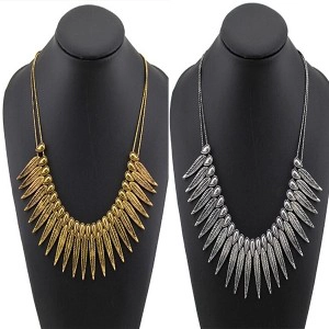 vintage rope gold feather leaf statement necklace N90081