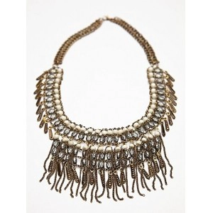 China vintage state charm chunky chain tassel beaded collar necklace manufacturer