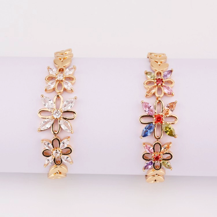 2017 Fashion jewelry gold plated heart chain bracelet&bangles for women