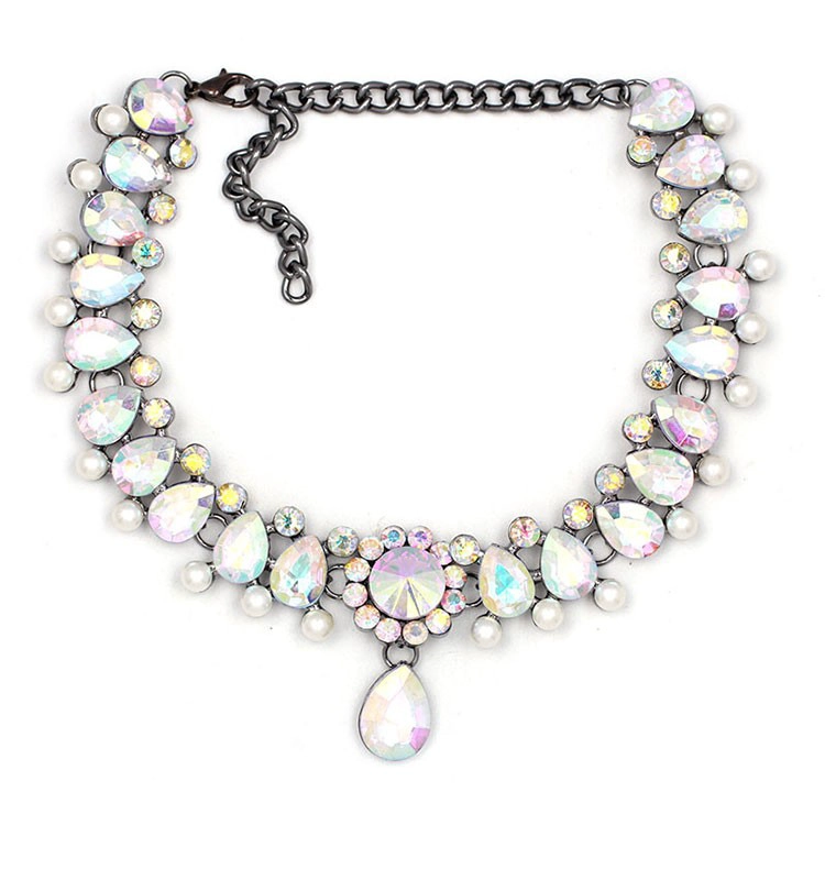 2018 New European and American style multi-colored wedding party gift drop necklace for women