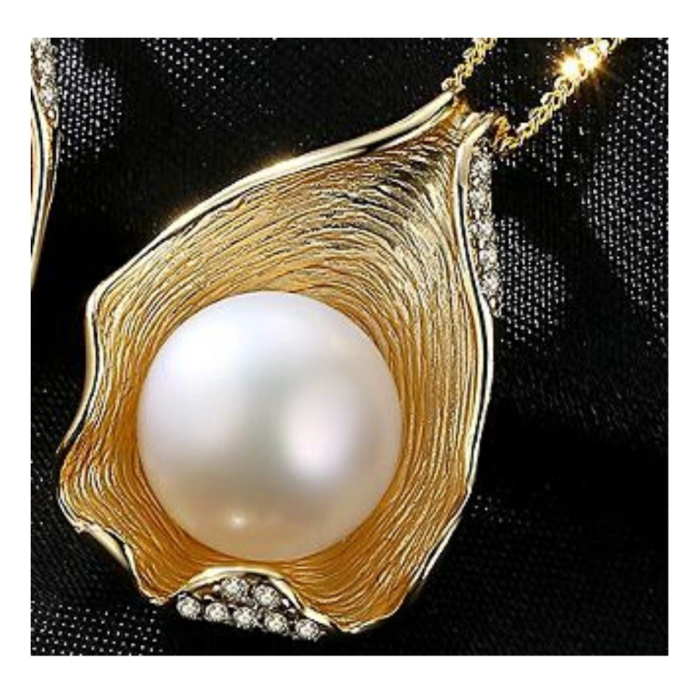 Collar de perlas de plata de ley 925 colgante 18K collar de perlas de concha de oro NS1 925 joyas de plata por mayor