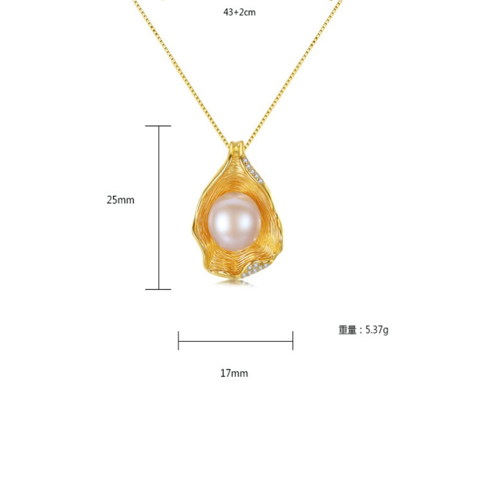 Collar de perlas de plata de ley 925 colgante 18K collar de perlas de concha de oro NS1 925 joyas de plata por mayor