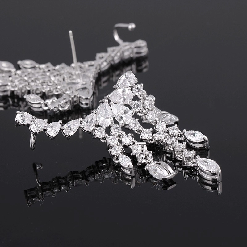 China Fashion Luxury Zircon Fringe Ear Crawler Teardrop Ear Cuff Wrap Sweep Earrings,Tassel Fringe Earrings