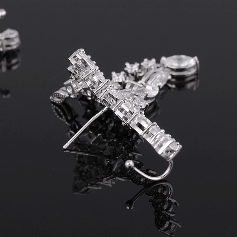 China Fashion Luxury Zircon Fringe Ear Crawler Teardrop Ear Cuff Wrap Sweep Earrings,Tassel Fringe Earrings