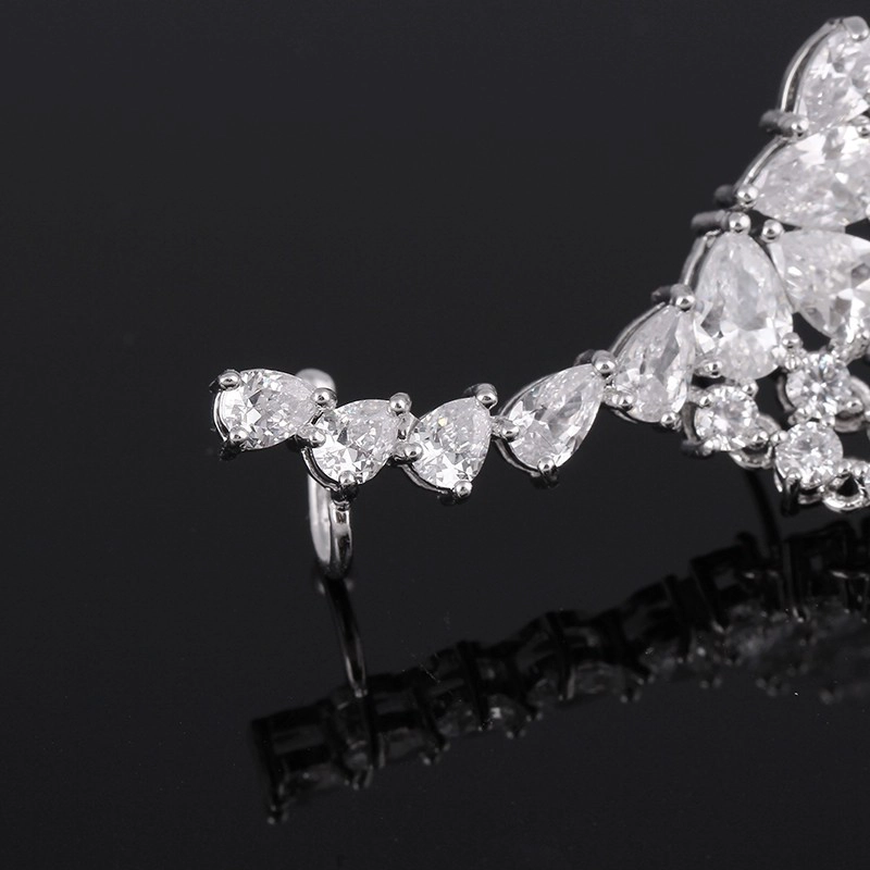 China Fashion Luxury Zircon Fringe Ear Crawler Teardrop Ear Cuff Wrap Sweep Earrings,Tassel Fringe Earrings