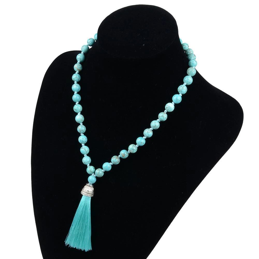 China Fashion Newest Black Agate, Turquoise or White Necklace Tassel Necklace Pendants manufacturer