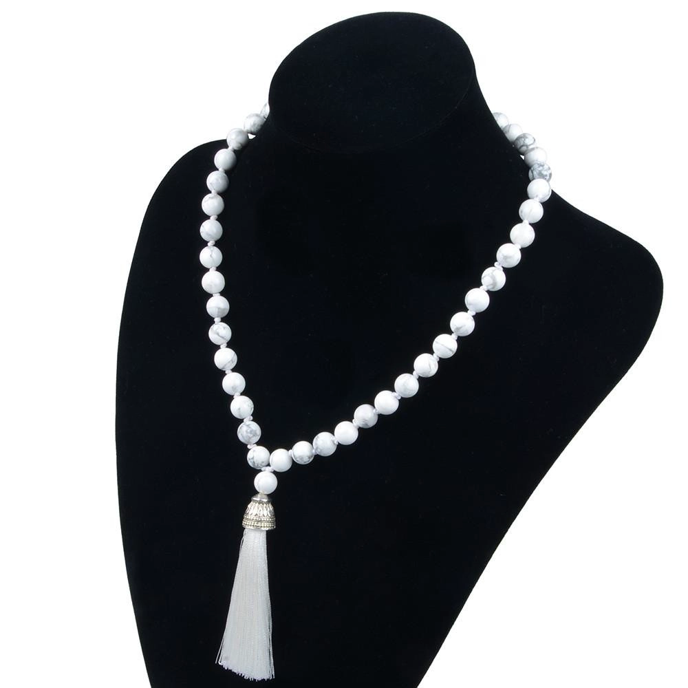 Fashion Newest Black Agate, Turquoise or White Necklace Tassel Necklace Pendants