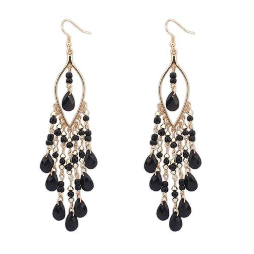 Fashion Women Long  Beaded Ear Stud Hook Dangle Earrings Jewelry Multi Color for Wemen Choose As Gift