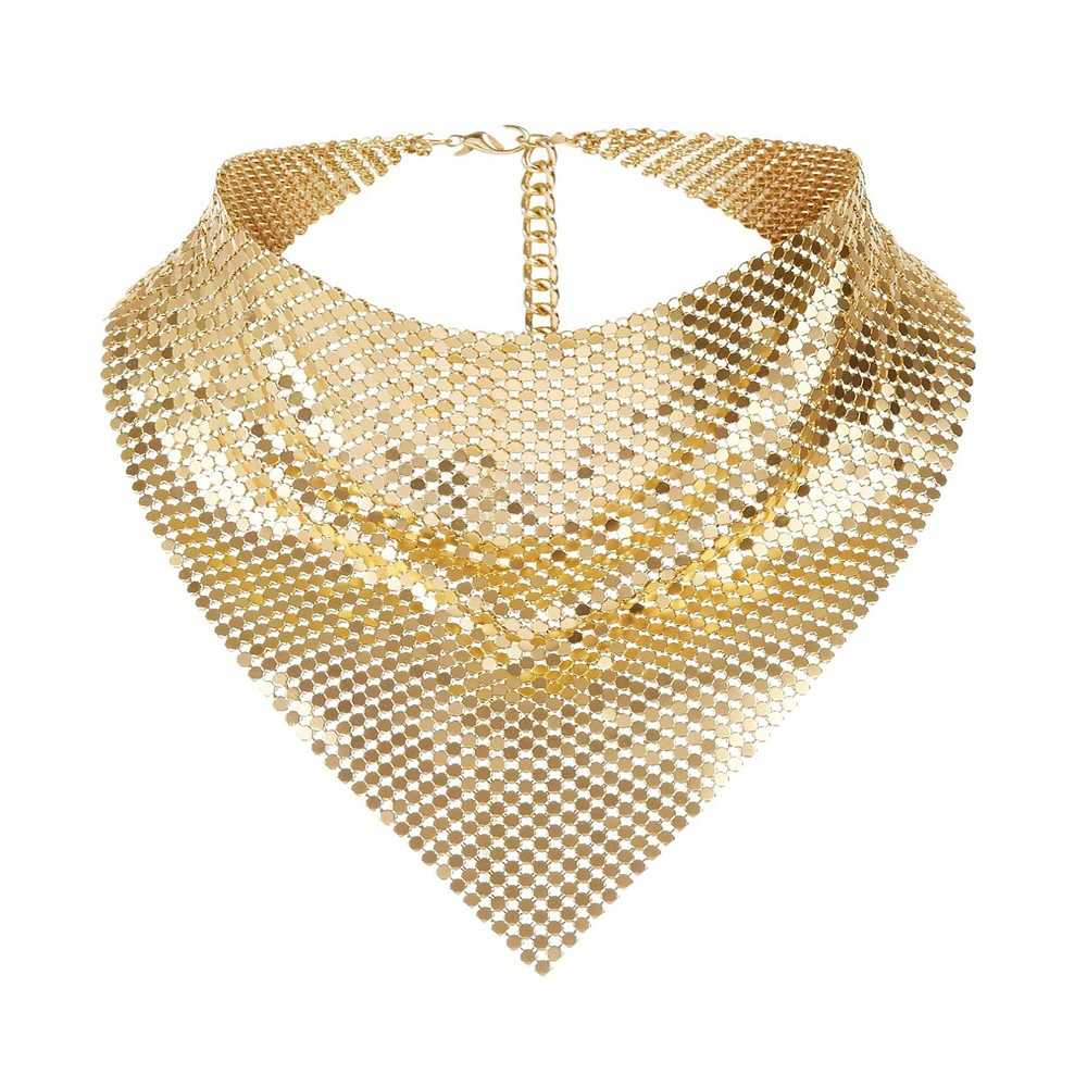 porcelana Moda más reciente imitación artesanal joyería, moda 18 k oro cadena de malla lentejuelas collar para mujeres gargantilla fabricante