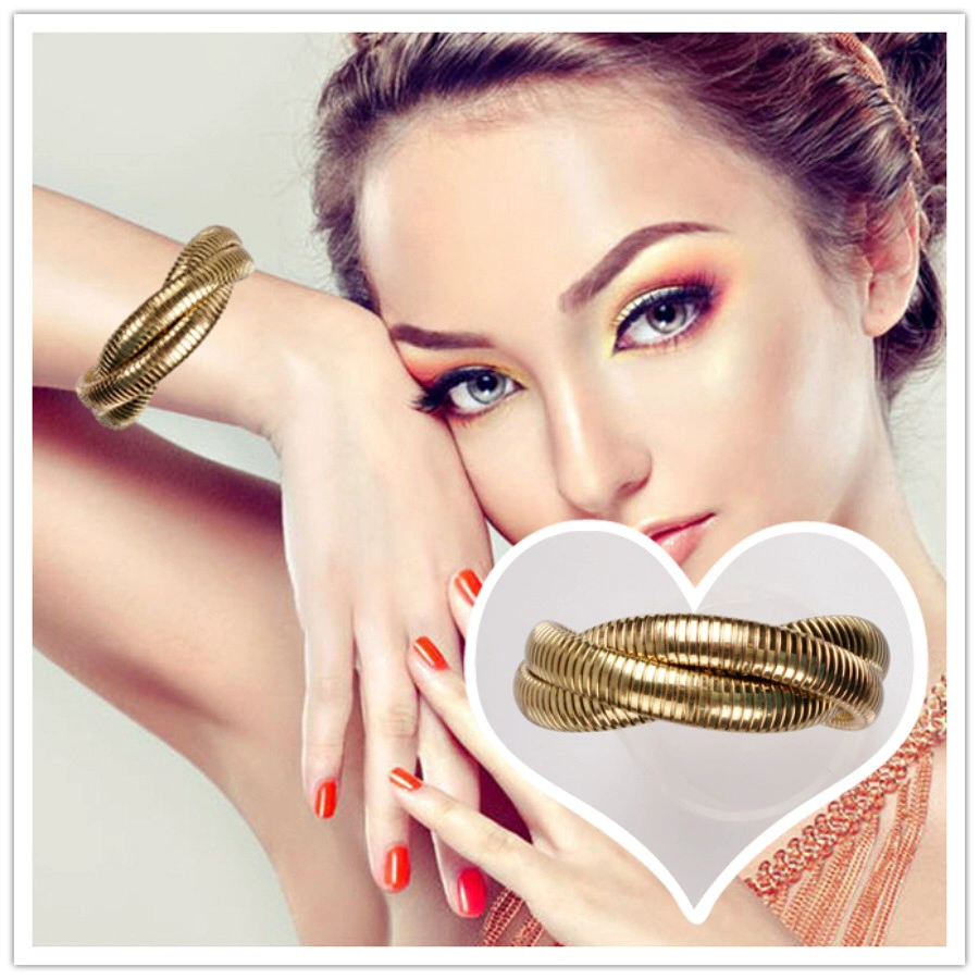 Goose roar chain elasticity weave bangle supplier china, Fashion bangle USA, 18k gold plated charm classic style bracelet manufacturer wholesale