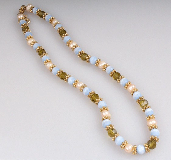 Mixed Color Pearl Necklace Round Pearl Beads Women Necklace Meilanxuan Jewerly