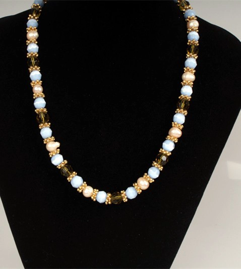 Mixed Color Pearl Necklace Round Pearl Beads Women Necklace Meilanxuan Jewerly