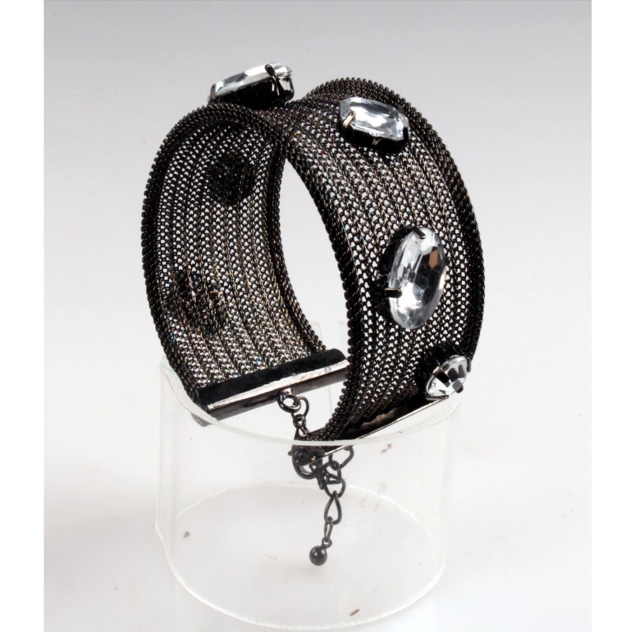Net chain jewelry fashion women bangles and bracelets black gunmetal plated net sand belt bangles