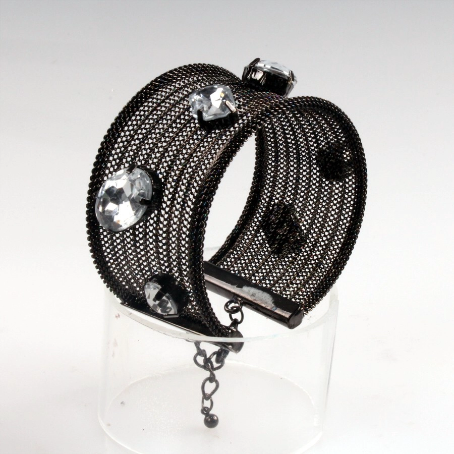 Net chain jewelry fashion women bangles and bracelets black gunmetal plated net sand belt bangles