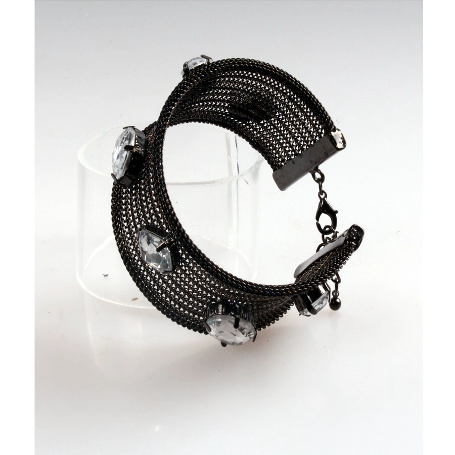 Net chain jewelry fashion women bangles and bracelets black gunmetal plated net sand belt bangles