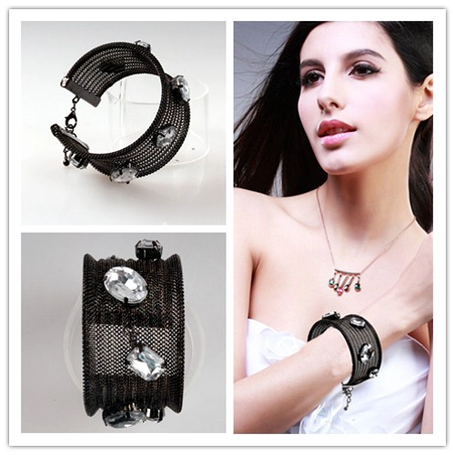 Net chain jewelry fashion women bangles and bracelets black gunmetal plated net sand belt bangles
