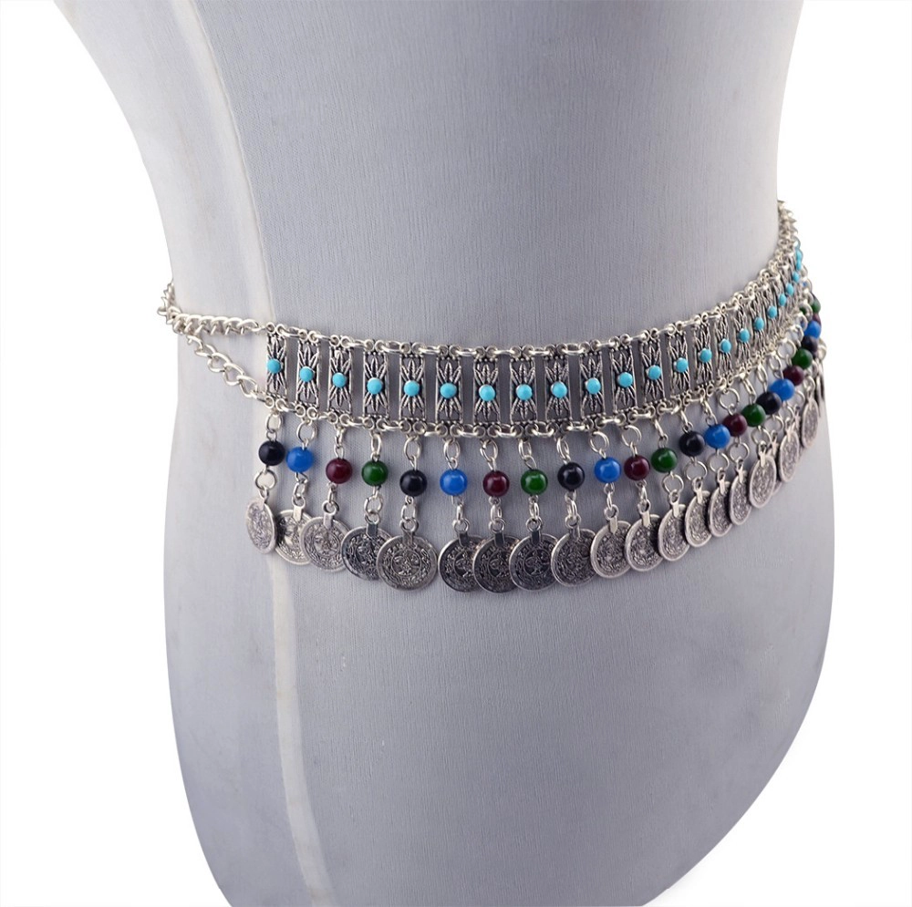 New Fashion Belly Chain Coin Tassel Silver Plated Waist Dance Body Chain Jewelry