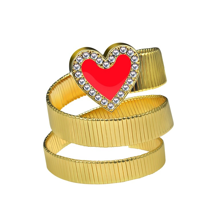 China New Spiral Bracelet Fashion Gold Plated bangle Woman Fashion Accessories Beautiful with charm heart New Model Bangles manufacturer