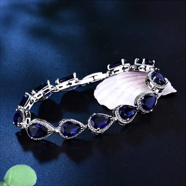 Perfect Accessory Captivating Alluring Bracelet Crystal Teardrop Bracelet Featuring Cubic zirconia Stones Surrounded By Rhinestone Fashion bangle USA