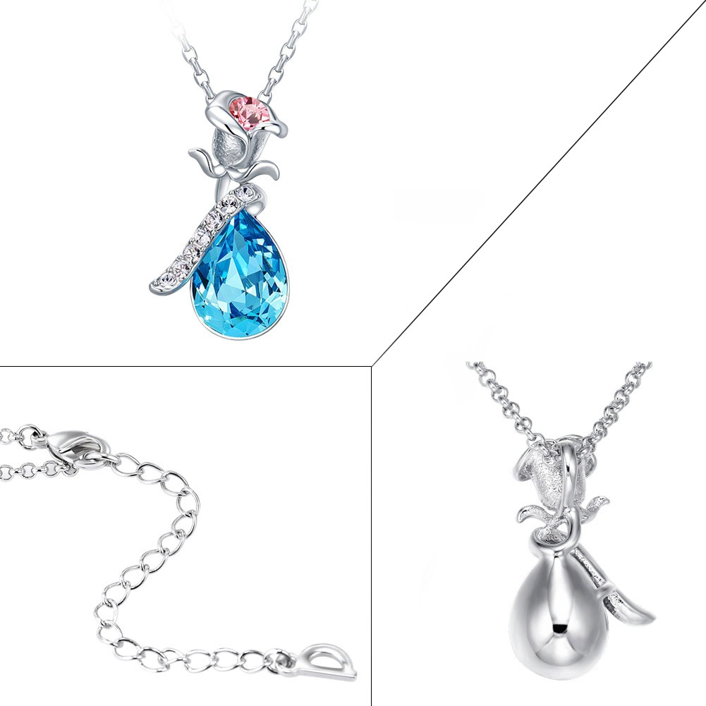 Rosa collar de flores de lujo de la mujer elemento de cristal colgante cadena cadena joyería fábrica mayorista NA1