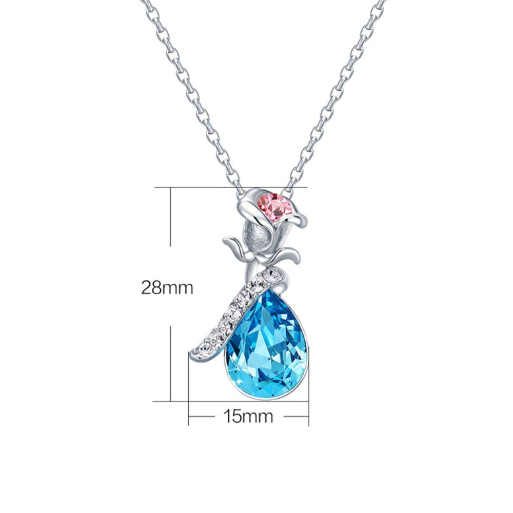 Rosa collar de flores de lujo de la mujer elemento de cristal colgante cadena cadena joyería fábrica mayorista NA1