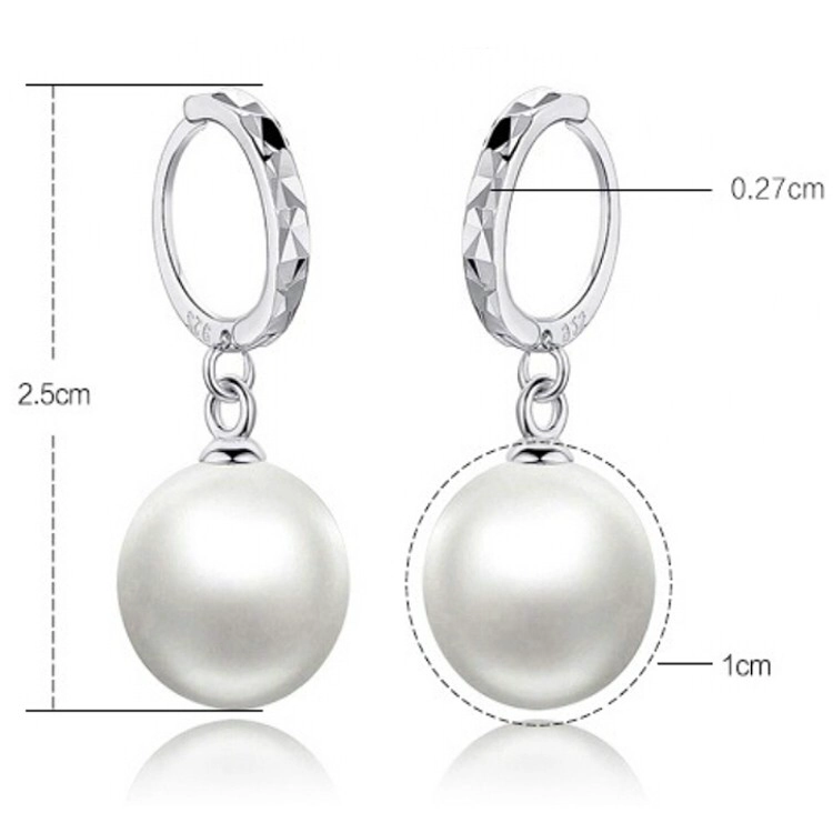 Sterling Silver Earrings Women's 925 Sterling Silver Fashion Pearl Earrings
