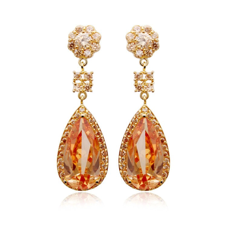 China Wholesale New Fashion Gold Silver Plated Zircon Style Colorful Stud Earrings Women Fashion Jewelry manufacturer
